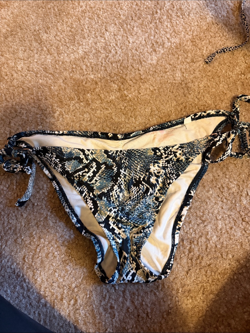 Shade & Shore Blue Snake-Print Tie-Side Bikini Bottoms
